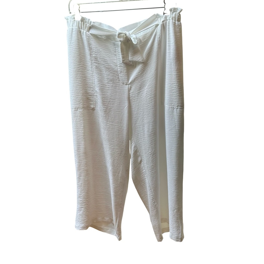 NWOT Hope & Harlow XL Classic White Textured Wide-Leg Pants